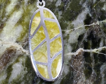 Connemara Marble Stone Set Sterling Silver Pendant.