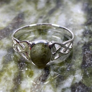 Connemara Marble Stone Set Sterling Silver Celtic Knot Ring. image 2