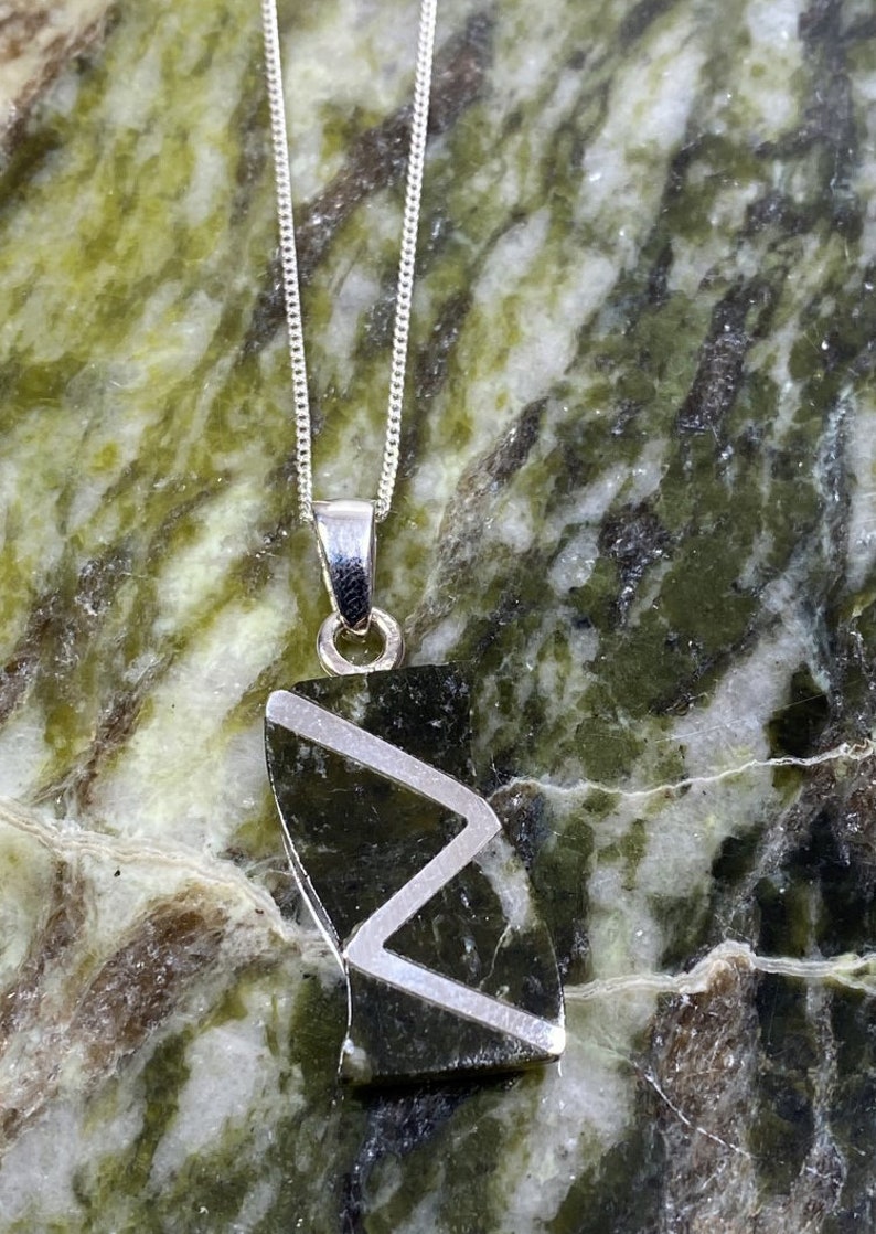 Connemara Marble Stone Set Sterling Silver Pendant.