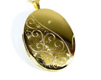 Sterling Silver Yellow Gold Plated Oval Design Locket