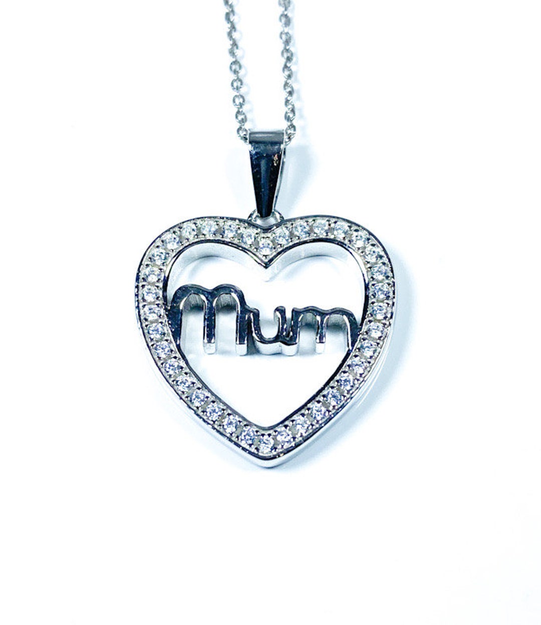 Sterling Silver Mum Design White Cubic Zirconia Pendant - Etsy