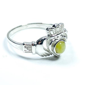 Connemara Marble Stone Set Sterling Silver Claddagh Ring.