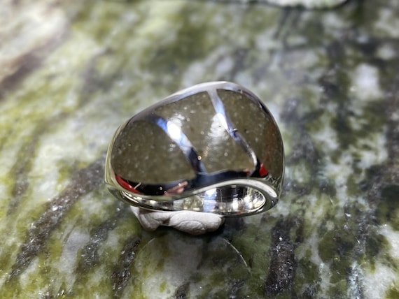 Bague en argent sterling sertie de pierre de marbre du Connemara
