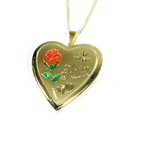 Sterling Silver Yellow Gold Plated Heart Design Mum Locket
