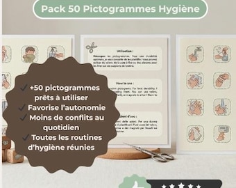 50+ Hygiene Pictogram Pack Autism ADHD Child | Handwashing Teeth Bathroom Cards | Visual Support ASD Printable PDF