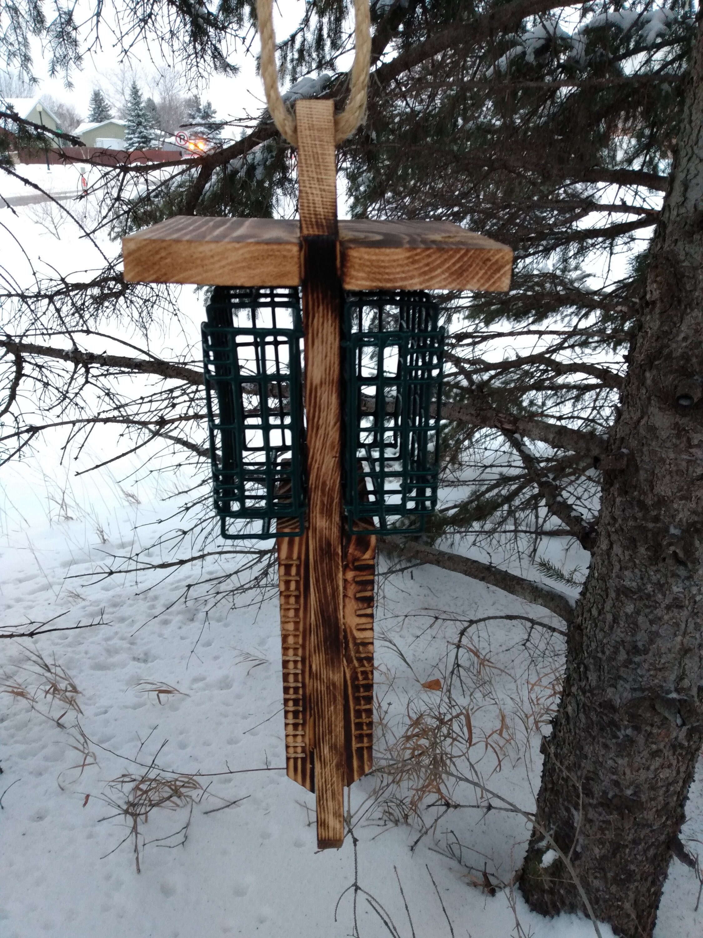 New Dual Sided Pileated Woodpecker Suet Feeder With Tail Prop Etsy