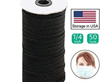 50 Yards 1/4 Inch Flat Braided Elastic Band String Cord Heavy Stretch High Elasticity Knit Band for Sewing Craft DIY