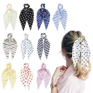 Hair Scarf Scrunchies Chiffon Scrunchie Hair Bands Ponytail Holder Scrunchy Ties 2 in 1 Vintage Accessories for Women Girls