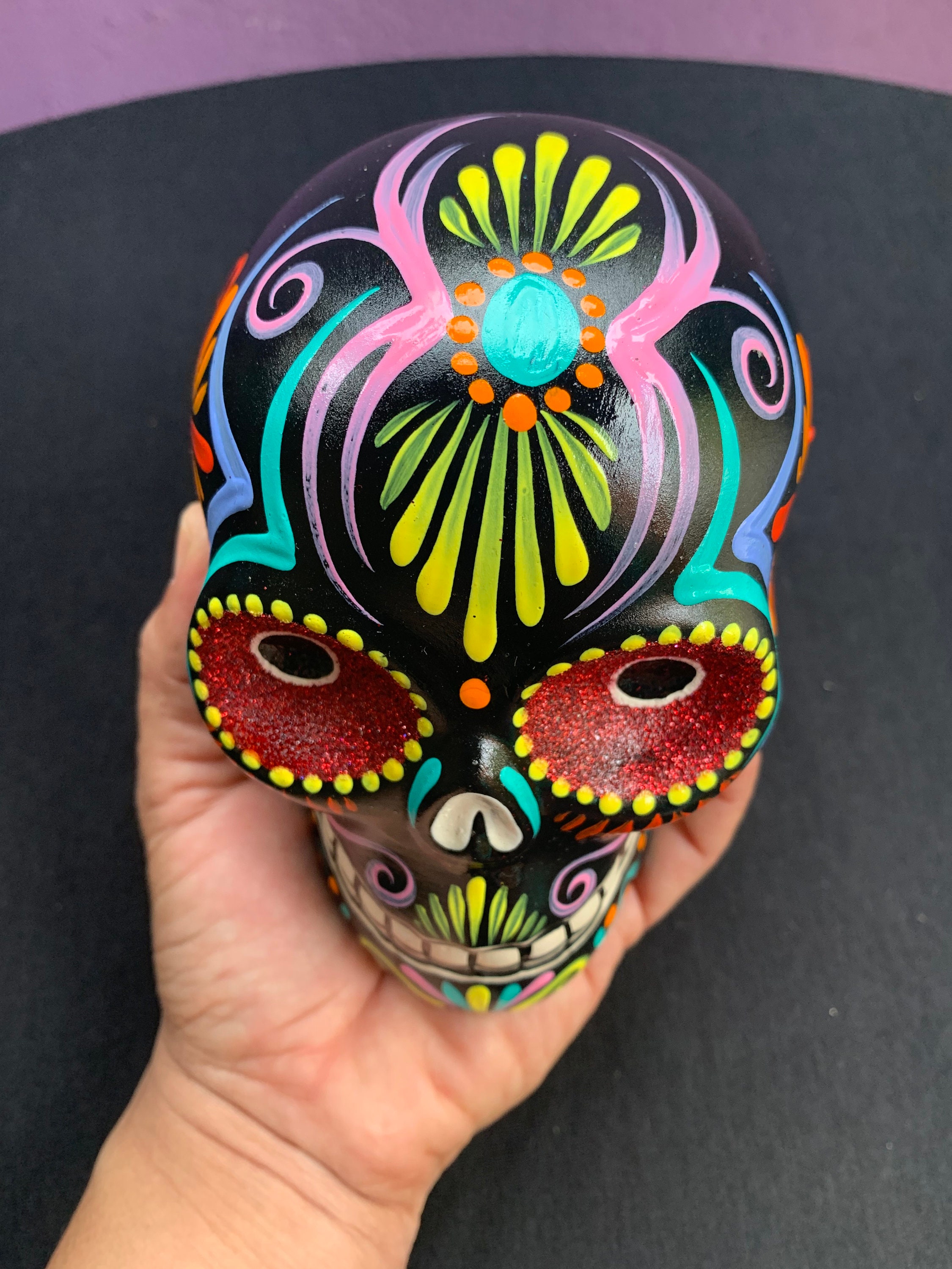 Ceramic Sugar Skull Dia de los muertos calavera Hand painted | Etsy