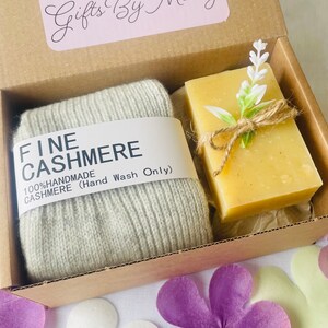 CASHMERE BED SOCKS, Birthday Gift Box, Handmade Soap, Warm Wool Socks, Thinking Of You Gift For Any Relative Or Friend