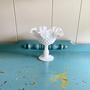 Antique | Medium Hobnail Milk-Glass Pedestal Dish