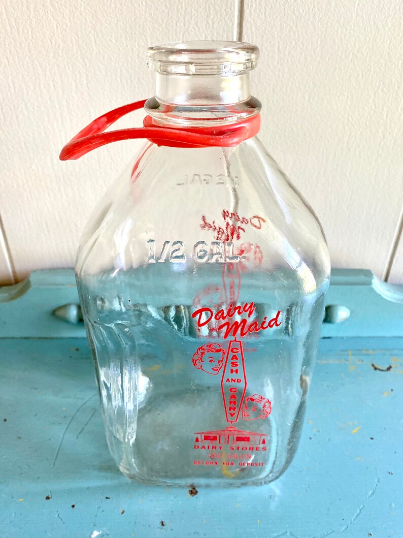 Antique Glass Milk Bottle Etsy