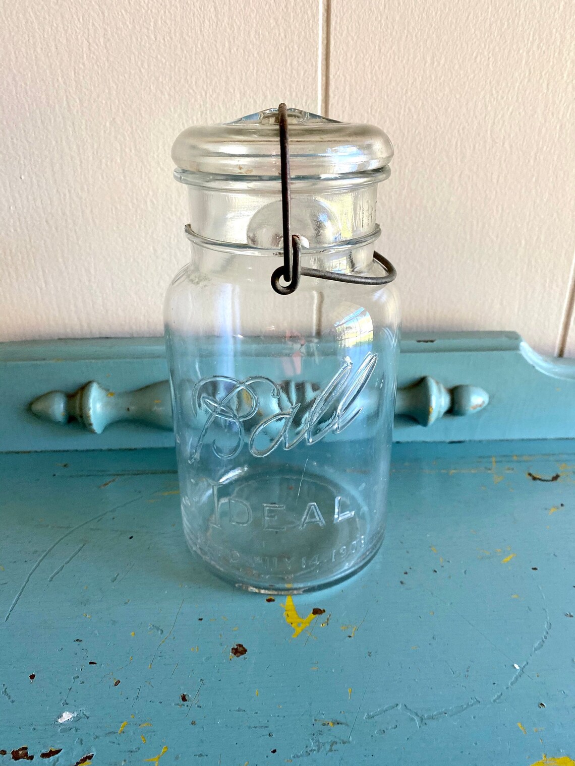 Antique Large Clear Glass Ball Jar Etsy