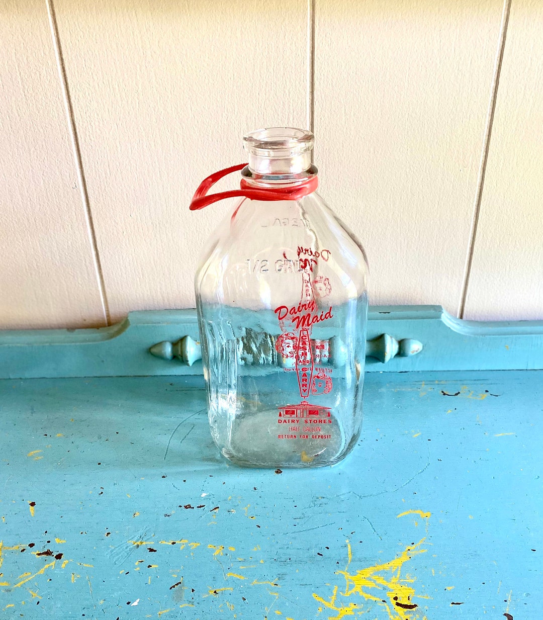 Antique Glass Milk Bottle Etsy