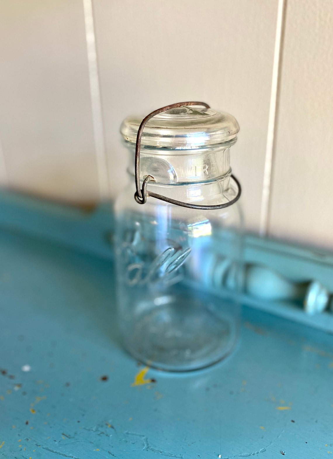 Antique Large Clear Glass Ball Jar Etsy