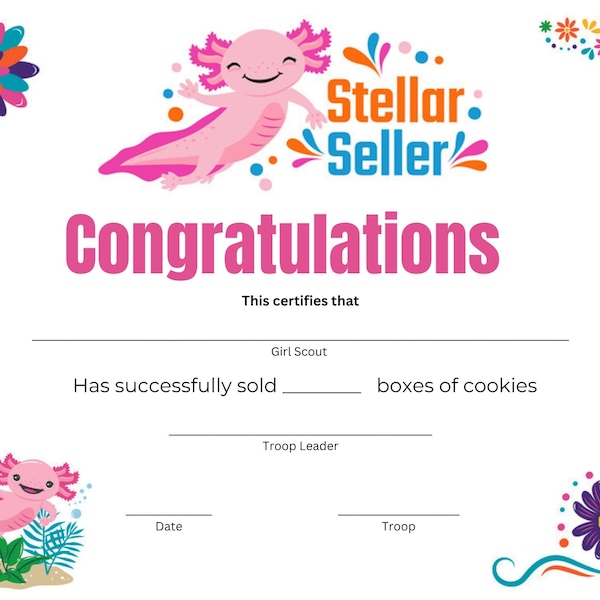 2024 Cookie Sales Congratulations Certificate