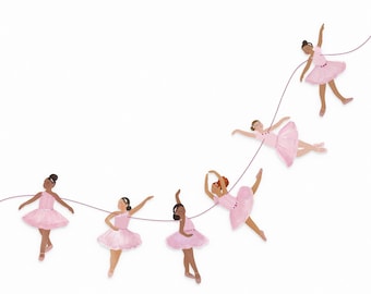 On Pointe Ballerina Garland Decor | Party Banner for Birthday Celebrations | Mauve Pink Ballerina | Tutu Tea Party | 1 Pre-Strung Garland