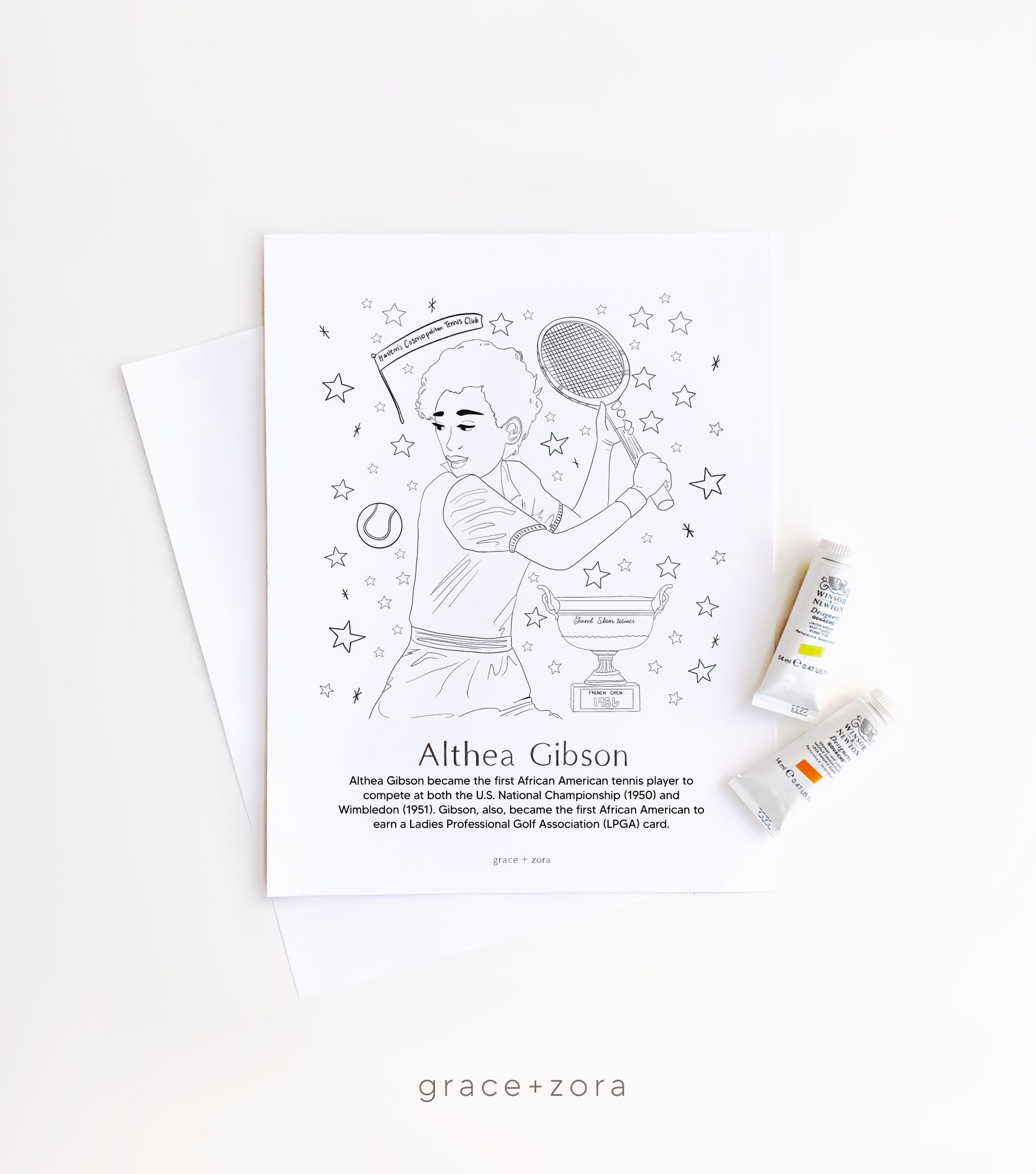 Althea Gibson Coloring Page Black - Il Fullxfull.3504181048 5x97 