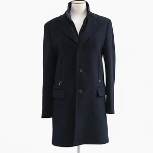 Yves Saint Laurent Black Cashmere Wool Trench Coat, Vintage Midi