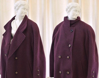 Your Sixth Sense. Vintage Lama-Mohair-Wool Overcoat. Women Winter Coat. Double Breasted Coat. Burgundy Coat. Top Quality Mid Coat. Warm Coat