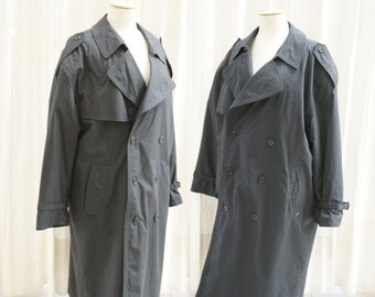 Gray Vintage Trench Coat, Duster Coat, Wool Coat,80s, Winter