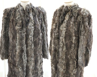 Women's Vintage Fur Coat, Gray Winter Coat, Vintage Clothing, Thick Hair Fur Jacket, Long teddy Coat, Formal Events Fur Gift for her