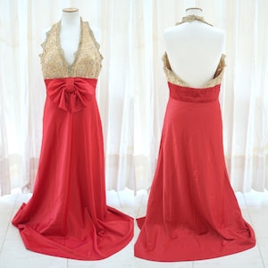 Red Maxi Dress for Women. Big bow dress. Satin Bridal Gown. Off-Shoulders Dress. Sleeveless reception dress. Wedding Dress With Big Bow