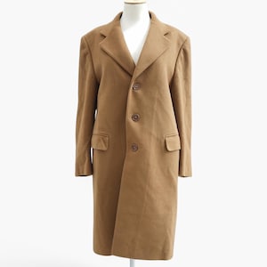 Vintage Wool Camel Coat. Women Beige Coat, Warm lined winter overcoat, Oversized single-breasted tan raglan coat , Minimal long Coat XL Gift