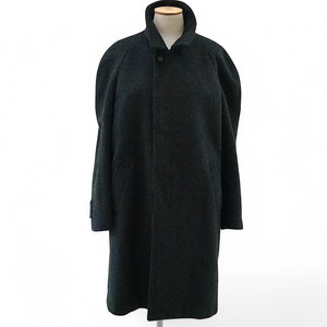 80s Green Wool Trench Coat, Vintage Wool Coat Men, Long Mens Overcoat, Warm Lined Winter Coat, Loden Coat, Vintage Clothing, Gift for Him