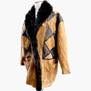 80&#39;s Vintage shearling coat Real leather sheepskin lambskin sherpa coat shearling lamb leather coat, bomber jacket,  genuine fur coat,
