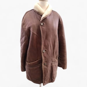 90s shearling coat unisex Real leather sheepskin lambskin sherpa coat shearling lamb leather coat, bomber jacket,  genuine fur coat, gift