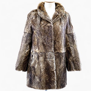Real Choco Brown Fur Coat with Collar. Women&#39;s Oversized Fur Coat. Winter Fur Jacket. Fluffy Shaggy, Minimalist Fur Coat. Men Fur Jacket.