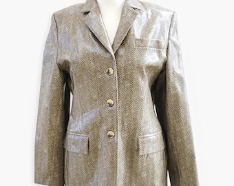 Vintage 80s Snake Skin Pattern Jacket, Fashion faux leather jacket, Vegan Snake Skin texture leather jacket, Vintage designer clothing Gift