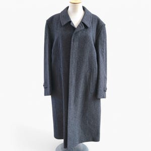 Vintage long gray wool blend coat with pleated back, Men&#39;s trench coat, Warm lined winter overcoat XXL size, Vintage clothing, Gift for him