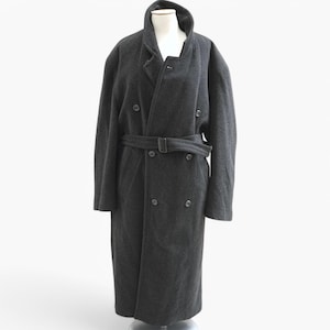 Long wool coat men, Gray cashmere trench coat, Double breasted wool maxi coat XL, Winter belted coat men, Autumn winter outerwear gift idea