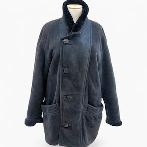 80&#39;s Vintage shearling coat Real leather sheepskin lambskin sherpa coat shearling lamb leather coat, bomber jacket,  genuine fur coat,