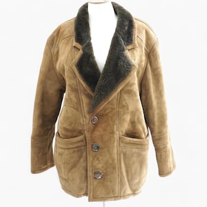 90s shearling coat unisex Real leather sheepskin lambskin sherpa coat shearling lamb leather coat, bomber jacket,  genuine fur coat, gift