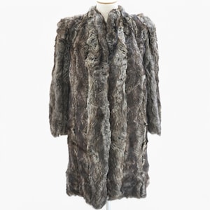 Women&#39;s Vintage Fur Coat, Gray Winter Coat, Vintage Clothing, Thick Hair Fur Jacket, Long teddy Coat, Formal Events Fur Gift for her