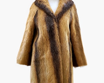 Veste Manteau Fourrure Renard Agneau Vintage Années 70-80 – Femme M, Grise, Doublée