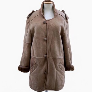 Real leather sheepskin lambskin sherpa coat - Vintage Beige Shearling Coat -  shearling lamb leather coat, bomber jacket,  genuine fur coat