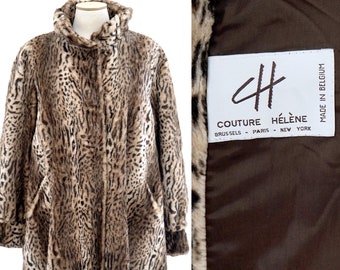 Leopard Print Faux Tiger Fur Teddy Coat with Full Lining and Side Pockets. Full Length Classy Cheetah Print Vegan Fur Coat. Winter Warm Coat