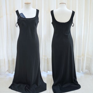Black Maxi Satin Dress with Open Back, Elegant Maxi Open Back Satin Dress,  Evening Guest Dress • A line Sleeveless Dress, Birthday Dress