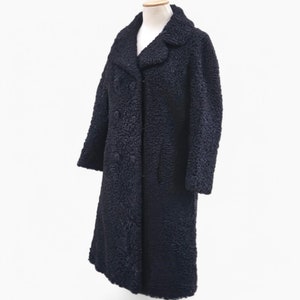 Vintage Black Persian Lamb Fur Jacket. Real Black Astrakhan Coat. Women&#39;s Swakara Karakul Fur Coat. Curly Lamb Fur Coat Small Gift for Her
