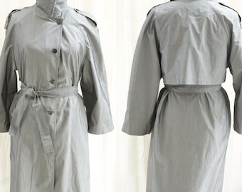 Women Trench Coat 80's long belted overcoat trench style coat classic gray mac minimalist style spring coat classy preppy gift for her
