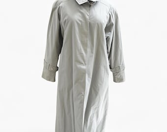 Y2K Gray duster coat, Vintage women raincoat, Long Mac trench coat with lining, 90s trench jacket winter coat y2k minimalist coat size gift