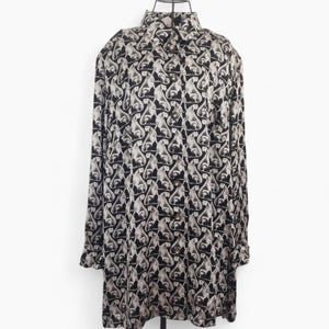 100% Silk Baroque Shirt, Silk Blouse – Vintage 90s Leopard Print, Animal Print Top Silk Luxury Long Sleeve Shirt Luxury Shirt, Rare Y2K Top