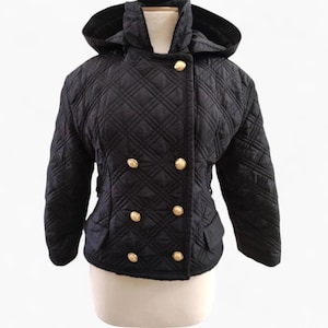 Vintage Gianni Versace Black Black Quilted Jacket – Quilted Medusa Coat with Gold Buttons, Designer Winter Jacket, 90s Luxury Streetwear