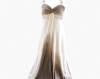 Pure Silk Beige Maxi Dress for Women. Bridesmaid silk dress, ombre infinity dress, wedding dress, tailored floor length dress from silk gift