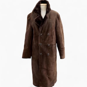 Vintage Lamb Leather Coat, Women&#39;s Natural Fur Coat. 1940s 1950s Swing Brown Fur. Sheep Fur Winter Coats Sheepskin Jacket Oversized Fur Cape