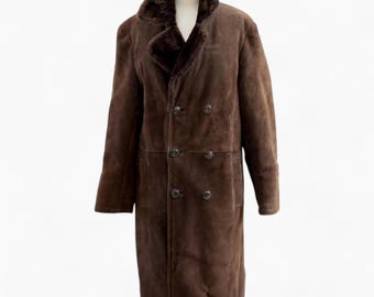 Vintage Lamb Leather Coat, Women's Natural Fur Coat. 1940s 1950s Swing Brown Fur. Sheep Fur Winter Coats Sheepskin Jacket Oversized Fur Cape